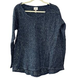 Knox Rose Sheer Lace Navy Blue Rose Blouse Women’s M See Through Long Sleeve